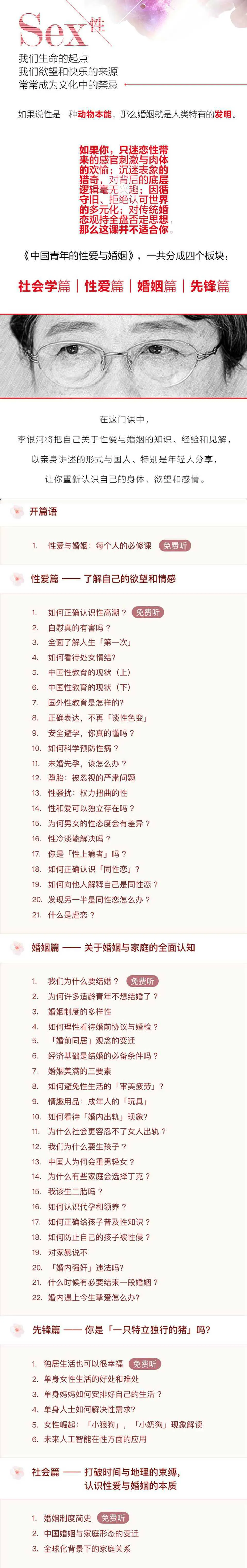 图片[1]-李银河两性课程：中国青年的性爱与婚姻 音频完整版-元气ACG-绅士游戏下载基地！